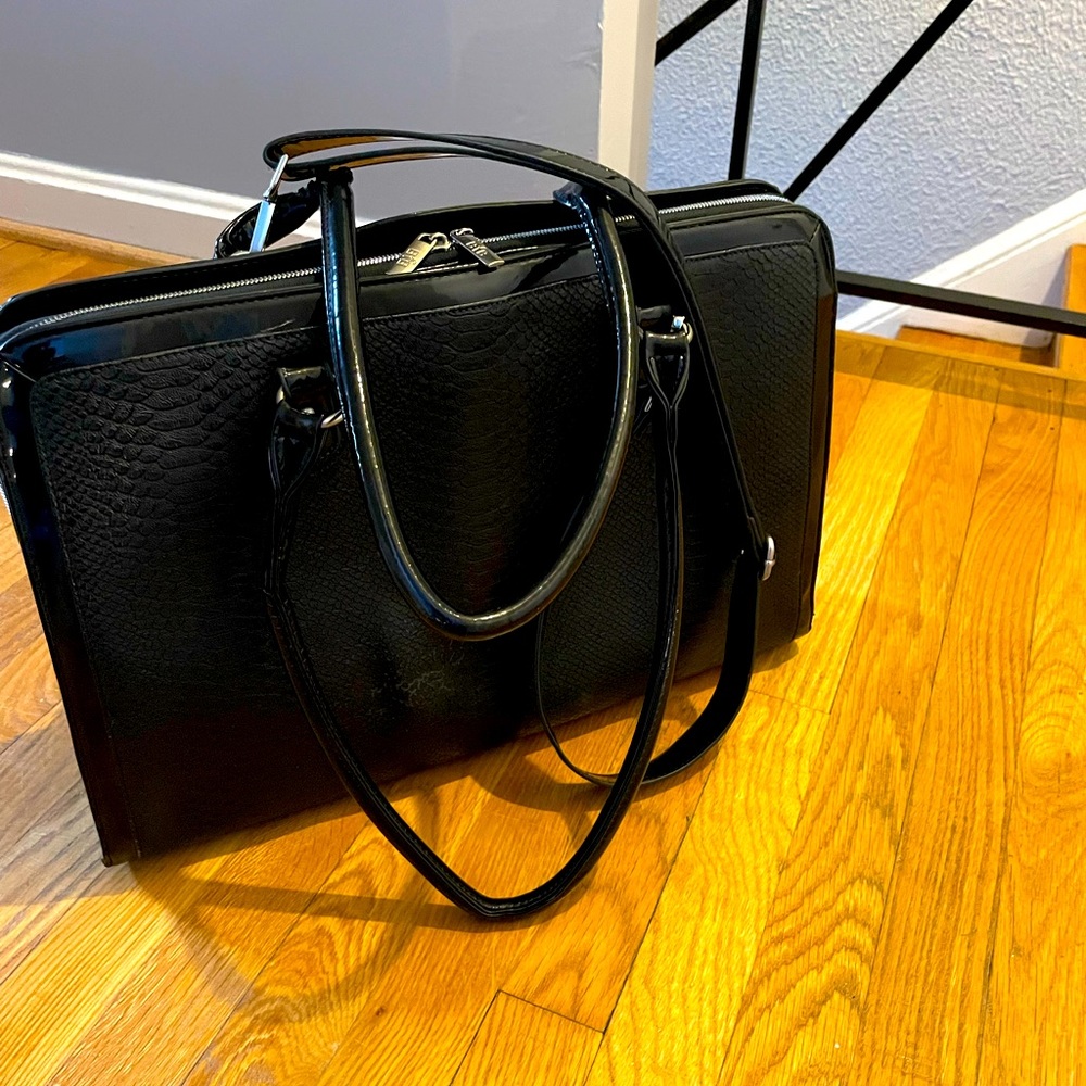 My Best Friend Is A Bag Laptop Bag. Black leather.